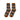 Pair of patterned socks with brown accents on a white background