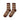 Pair of brown and beige patterned socks on a white background
