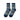 Pair of patterned socks with blue and white design on a white background