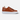 Side profile of the burnt orange Shoescoo Elegante Sneaker, showing clean stitch lines and white rubber sole with high traction.