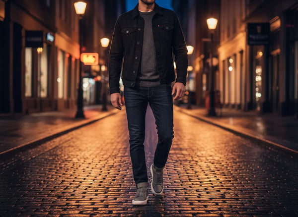 Gray dress sneakers transitioning from day to night — refined evening footwear for men.