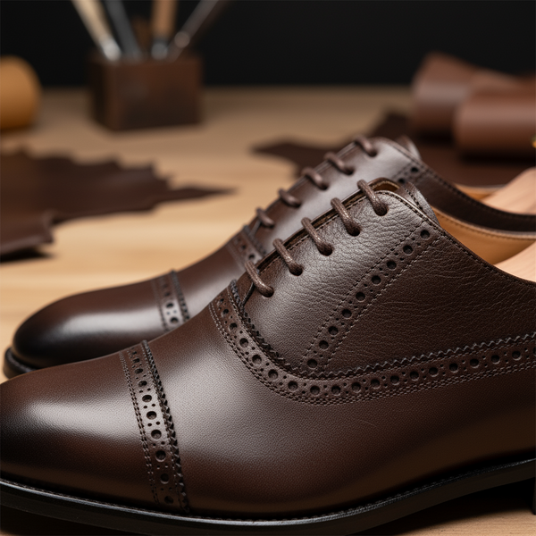 Artisan-made Crestwood brown oxford shoes — handcrafted Goodyear-welt quality and premium leather construction.