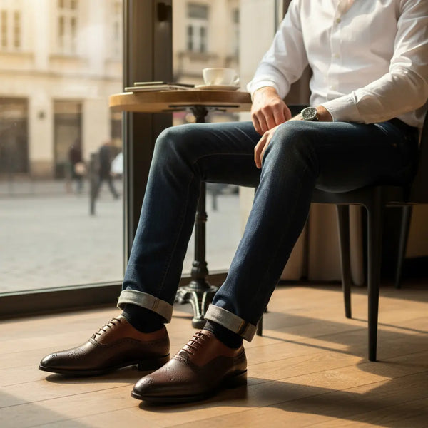 Smart-casual look with Marquis Oxford – handcrafted men’s leather Oxford shoes for day-to-night wear.