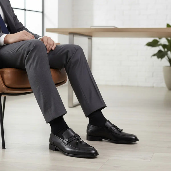 Styled with tailored trousers — Oasis Loafer black as men’s black loafers for business-casual looks.