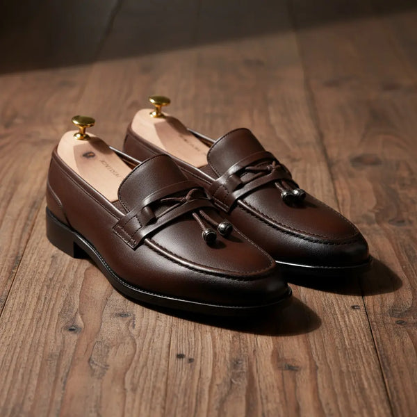 Oasis Loafer Brown pair — brown leather loafers men wear for polished everyday style, handcrafted full-grain leather.